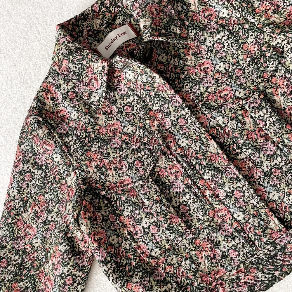 Aritzia Sunday Best Pink Green Floral Tweed Jacket - Picture 2 of 15